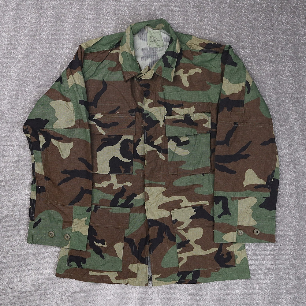 VTG USA Military Woodland Camo Hot Weather Ring Stop Small Long Sleeve Coat